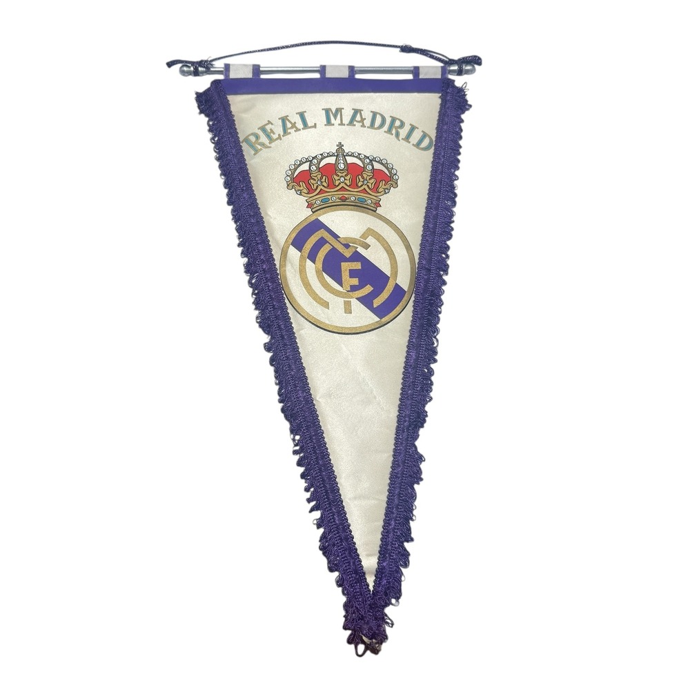 Vintage Real Madrid CF Soccer Pennant Historial Del Real Madrid Trophy Banner